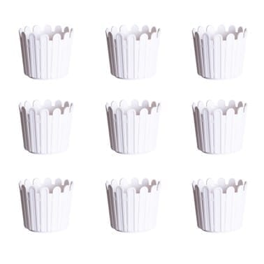Set of 09 - 6 Inch White Premium Tippy Plastic Pot