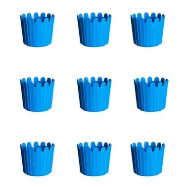 Set of 09 - 6 Inch Blue Premium Tippy Plastic Pot
