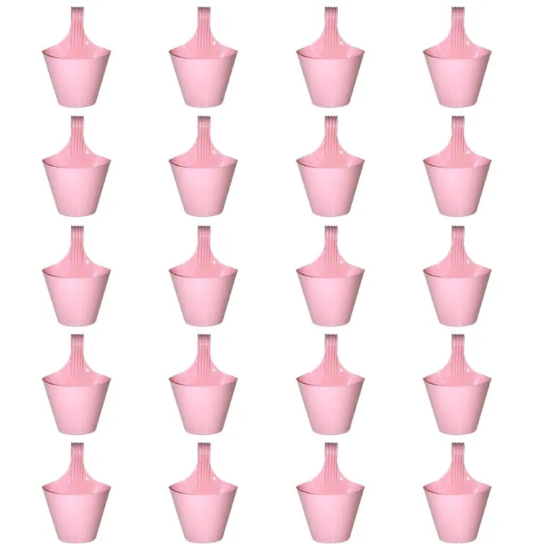 Set of 20 - 8 Inch Pink Marble Single Hook Hanging Plastic Pot