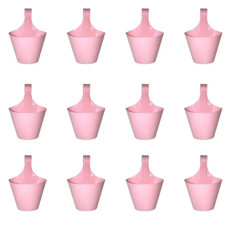 Set of 12 - 8 Inch Pink Marble Single Hook Hanging Plastic Pot