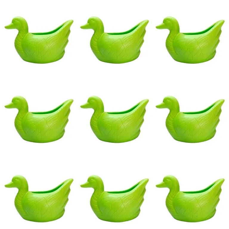 Set of 9 - 6.5 X 5.5 Inch Green Premium Duck Plastic Pot
