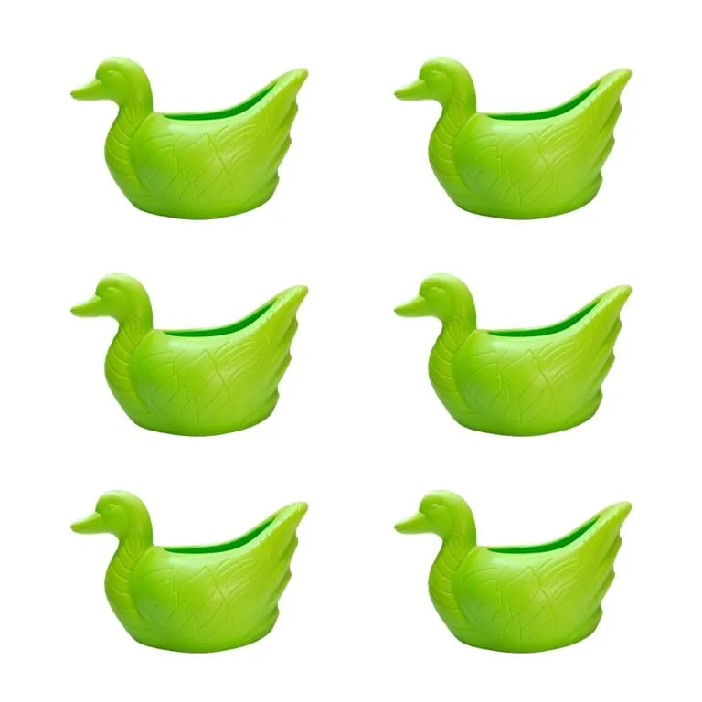 Set of 6 - 6.5 X 5.5 Inch Green Premium Duck Plastic Pot