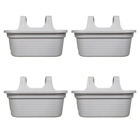 Set of 4 - 14 X 10 Inch White Double Hook Hanging Plastic Pot