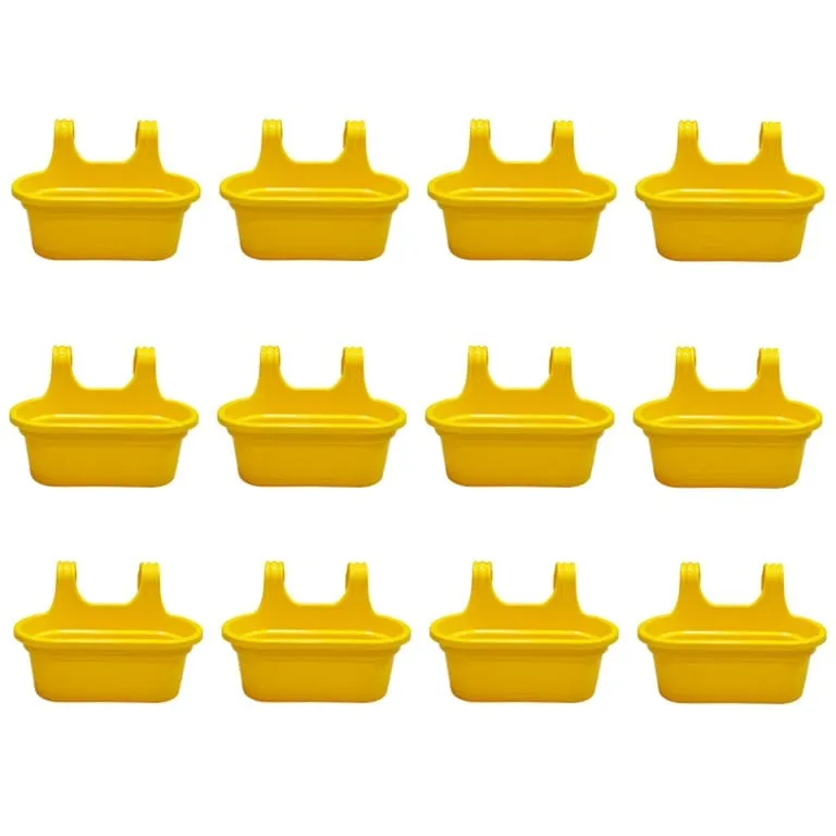 Set of 12 - 14 X 10 Inch Yellow Double Hook Hanging Plastic Pot