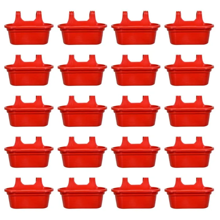 Set of 20 - 14 X 10 Inch Red Double Hook Hanging Plastic Pot