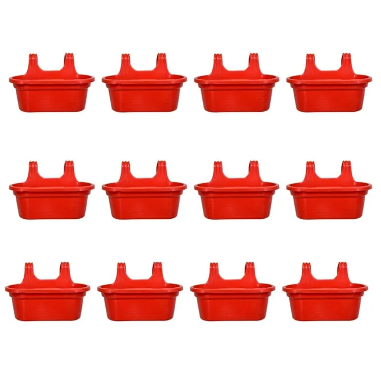 Set of 12 - 14 X 10 Inch Red Double Hook Hanging Plastic Pot