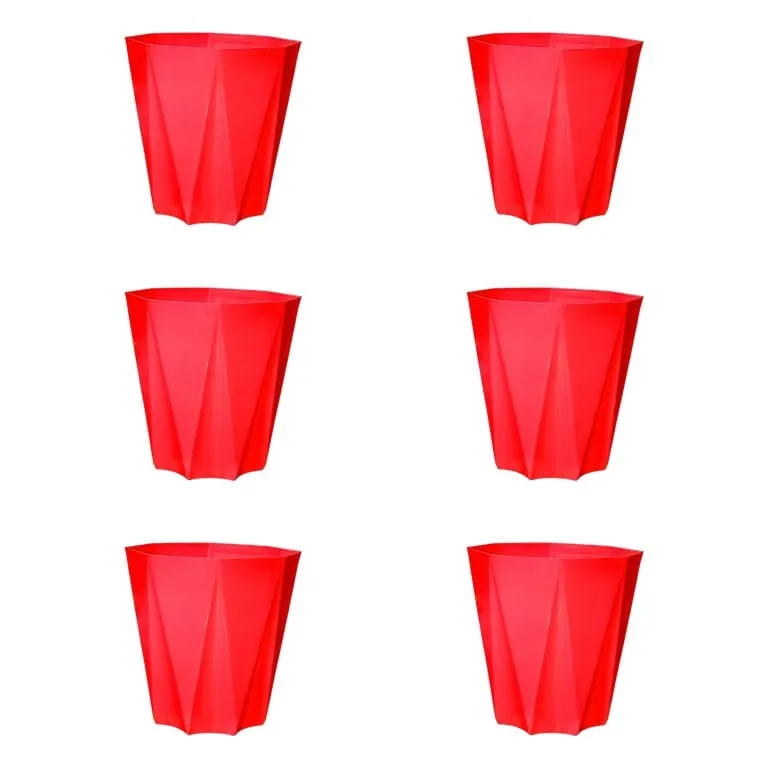 Set of 6 - 4 Inch Red Premium Diamanti Plastic Pot