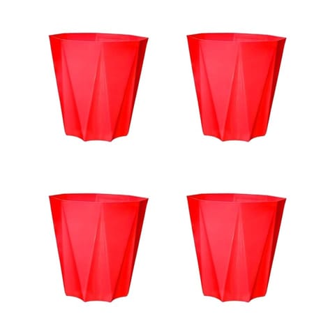 Set of 4 - 4 Inch Red Premium Diamanti Plastic Pot