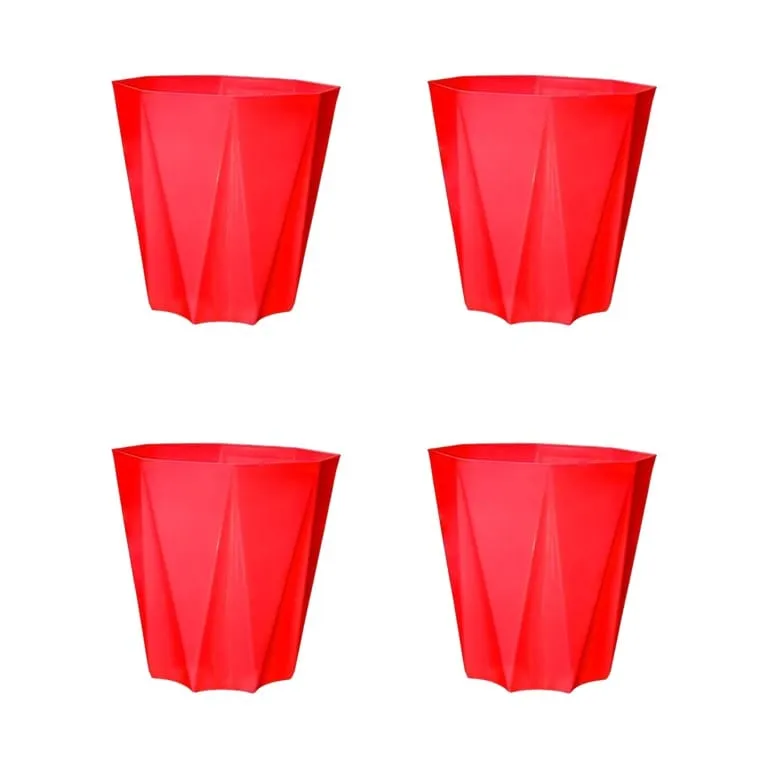 Set of 4 - 4 Inch Red Premium Diamanti Plastic Pot