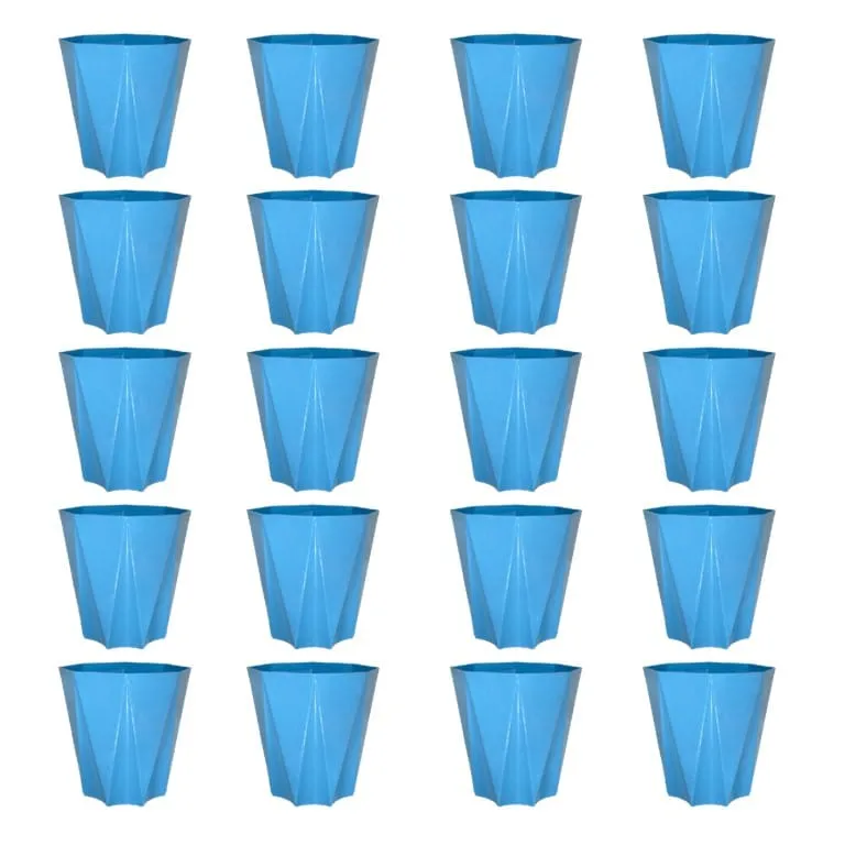 Set of 20 - 4 Inch Blue Marble Premium Diamanti Plastic Pot