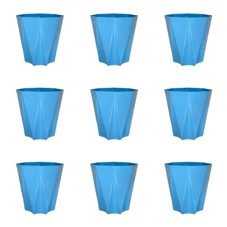 Set of 9 - 4 Inch Blue Marble Premium Diamanti Plastic Pot