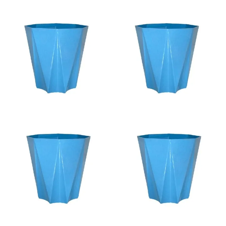 Set of 4 - 4 Inch Blue Marble Premium Diamanti Plastic Pot