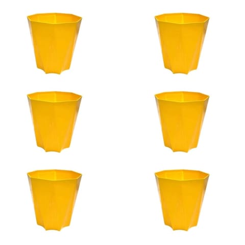 Set of 6 - 4 Inch Yellow Premium Diamanti Plastic Pot