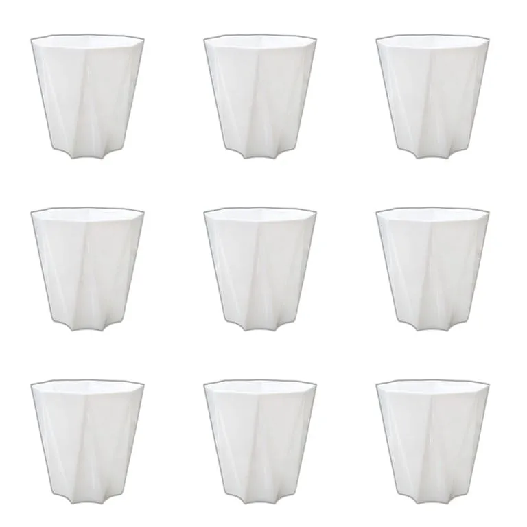 Set of 9 - 4 Inch White Premium Diamanti Plastic Pot