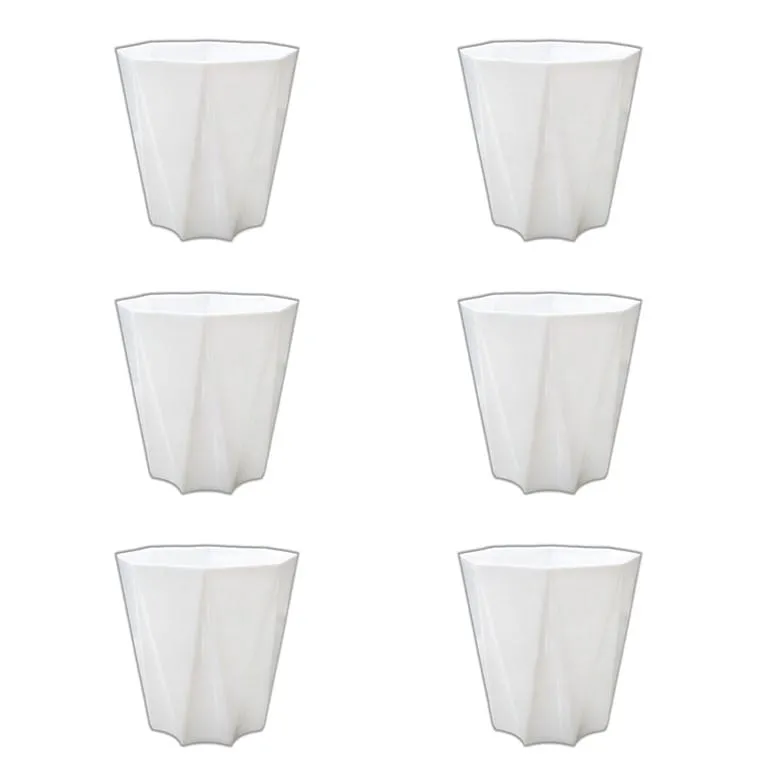 Set of 6 - 4 Inch White Premium Diamanti Plastic Pot