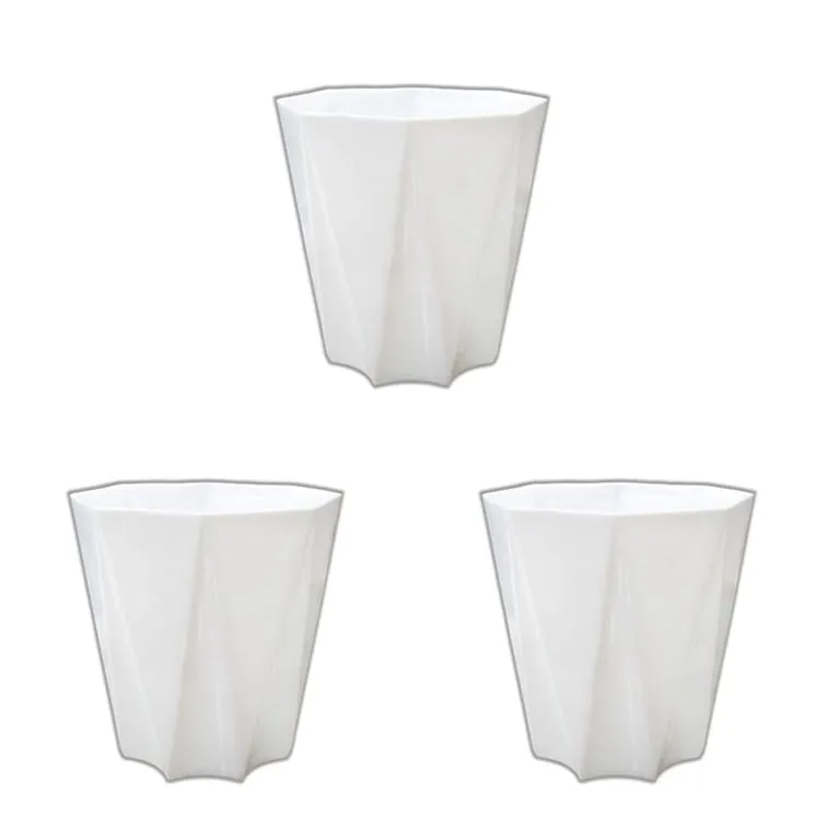 Set of 3 - 4 Inch White Premium Diamanti Plastic Pot