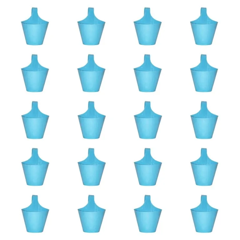 Set of 20 - 8 Inch Blue Marble Single Hook Hanging Plastic Pot