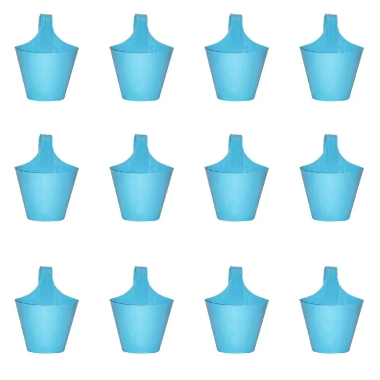 Set of 12 - 8 Inch Blue Marble Single Hook Hanging Plastic Pot