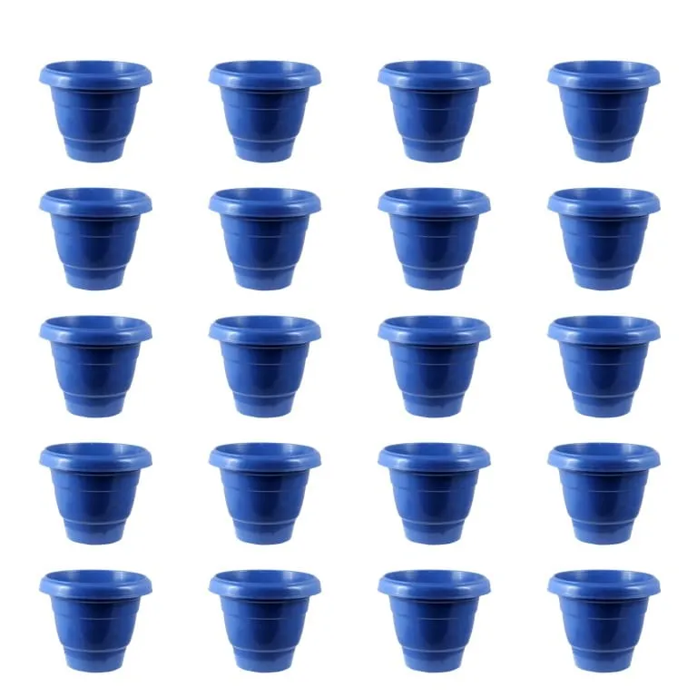 Set of 20 - 08 Inch Blue Classy Plastic Pot