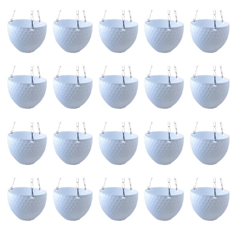 Set of 20 - 6 X 4 Inch White Premium Cerana Plastic Hanging Basket