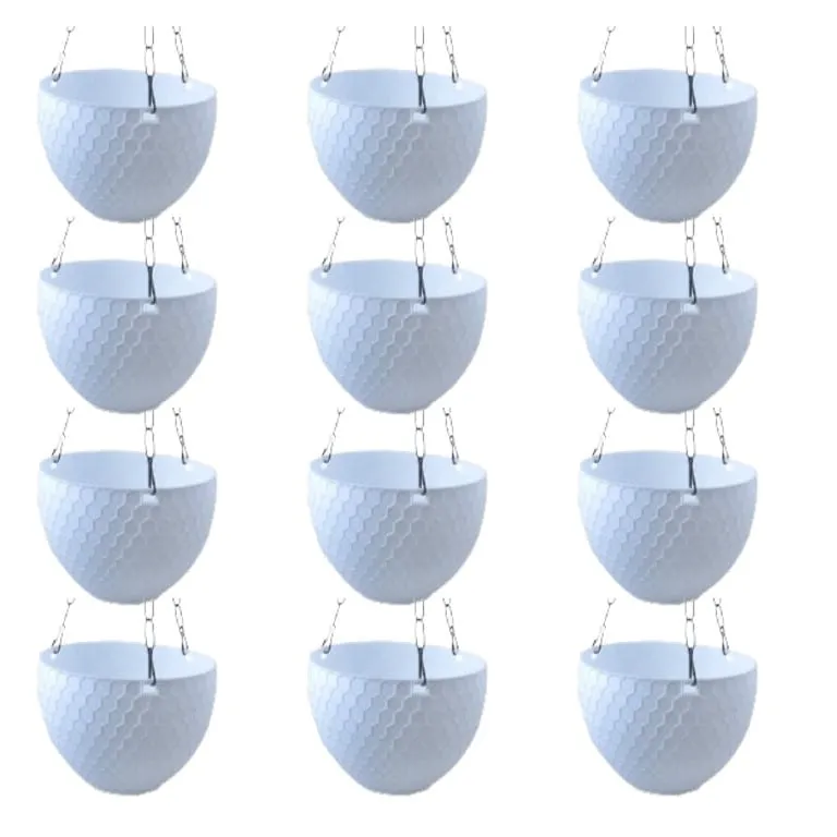 Set of 12 - 6 X 4 Inch White Premium Cerana Plastic Hanging Basket