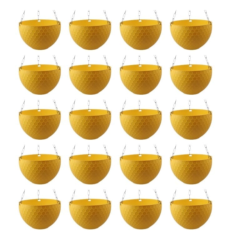 Set of 20 - 6 X 4 Inch Yellow Premium Cerana Plastic Hanging Basket