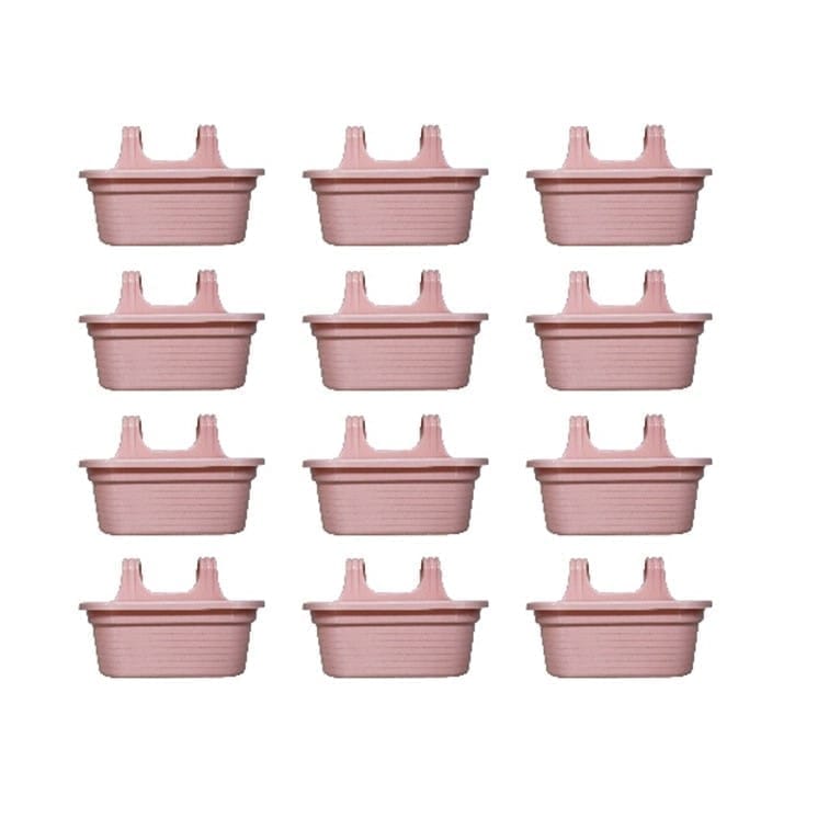 Set of 12 - 14 X 10 Inch Pink Marble Double Hook Hanging Plastic Pot