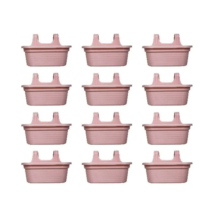 Set of 12 - 14 X 10 Inch Pink Marble Double Hook Hanging Plastic Pot