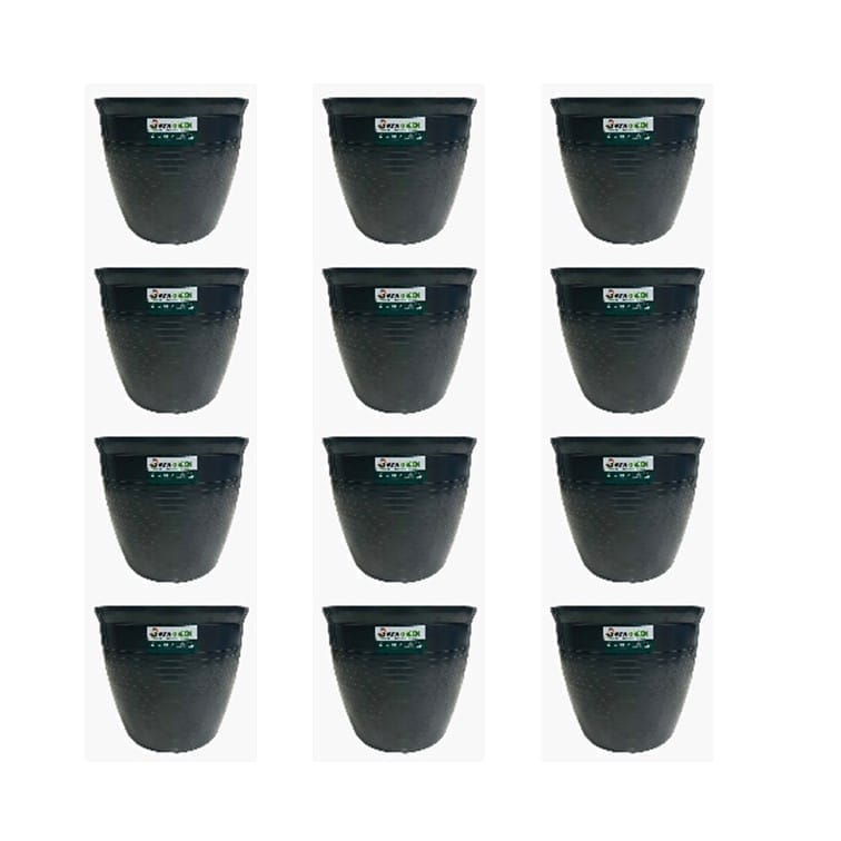 Set of 12 - 08 Inch Grey Premium Milo Round Plastic Pot
