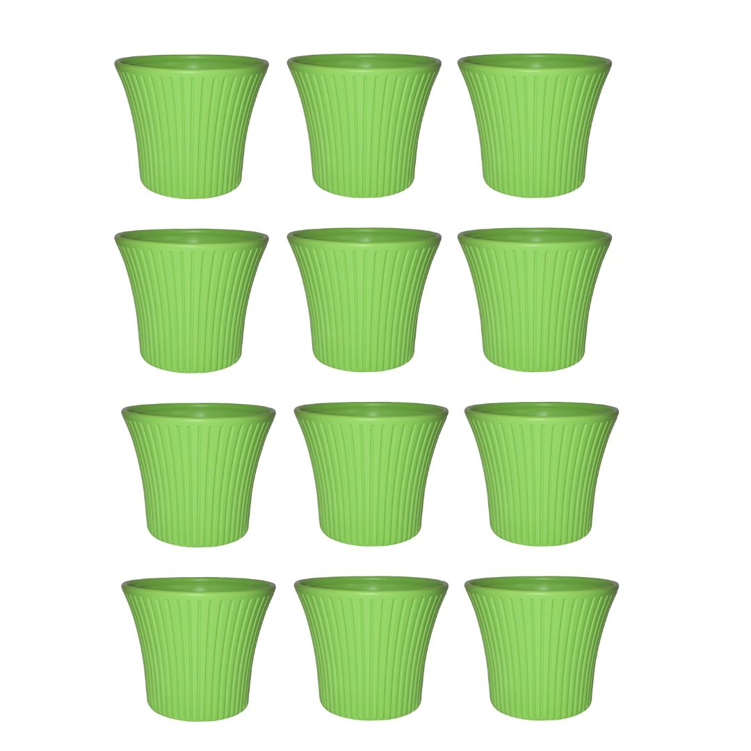 Set of 12 - 8 Inch Green Sunrise Plastic Pot