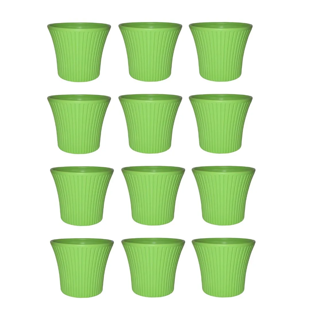 Set of 12 - 8 Inch Green Sunrise Plastic Pot