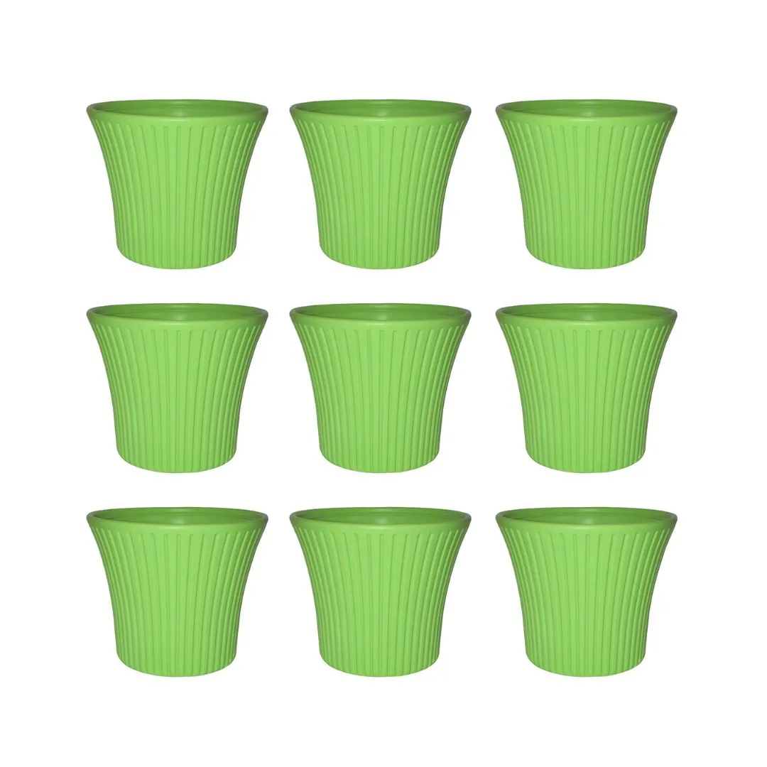 Set of 9 - 8 Inch Green Sunrise Plastic Pot