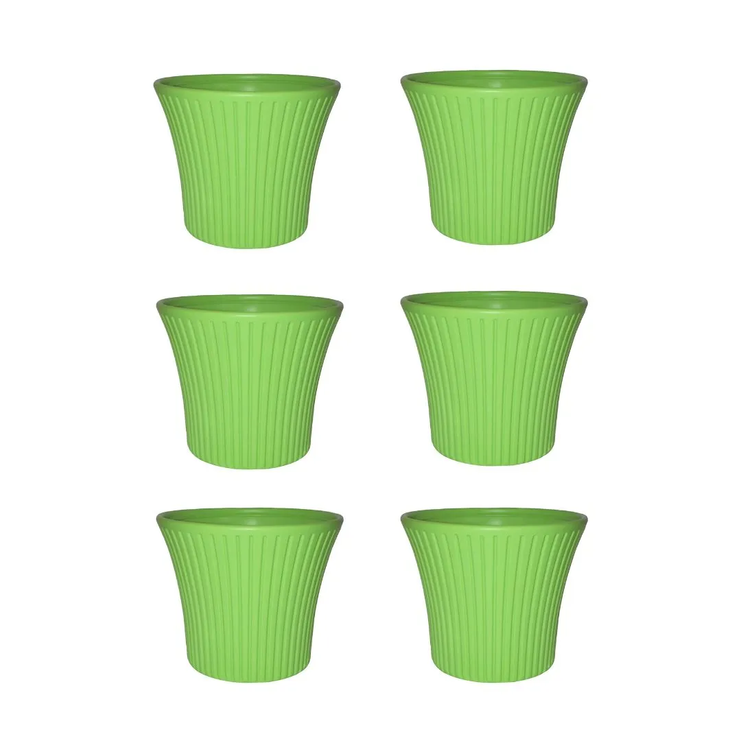 Set of 6 - 8 Inch Green Sunrise Plastic Pot