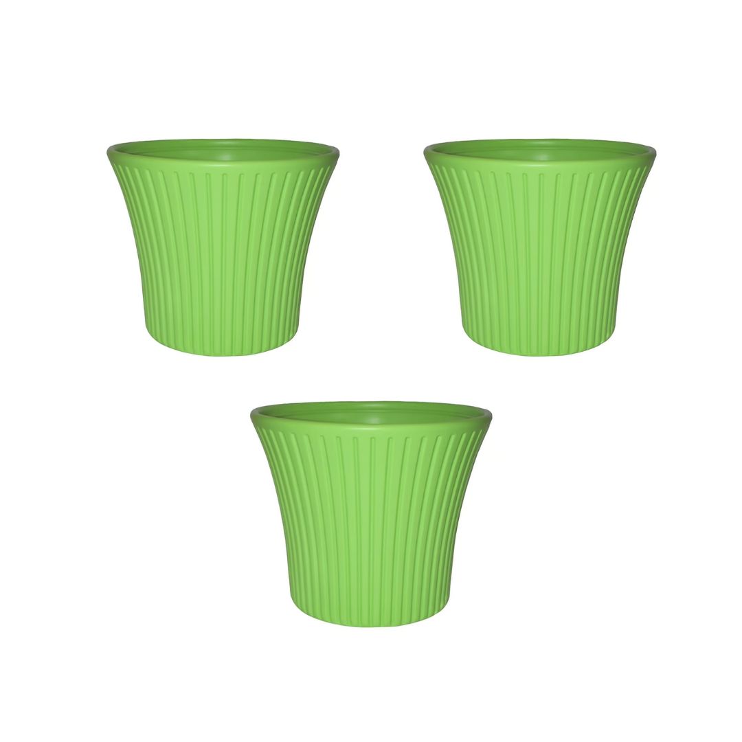 Set of 3 - 8 Inch Green Sunrise Plastic Pot