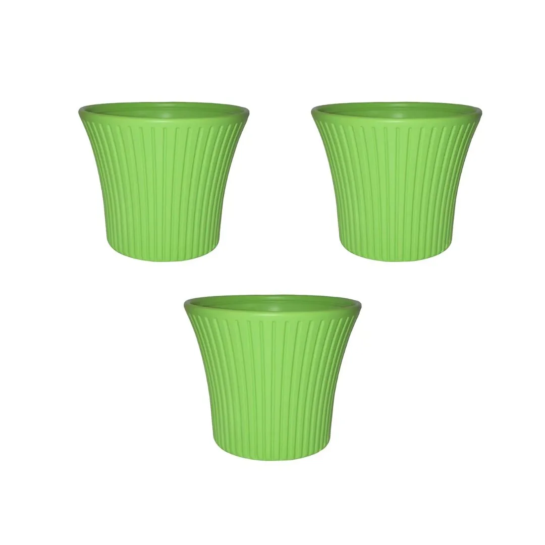 Set of 3 - 8 Inch Green Sunrise Plastic Pot
