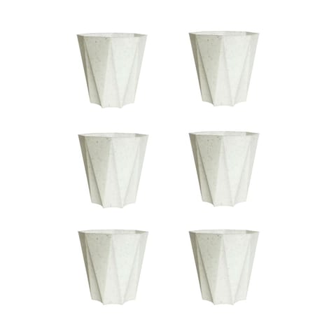 Set of 6 - 6 Inch Marble White Diamanti Plastic Pot
