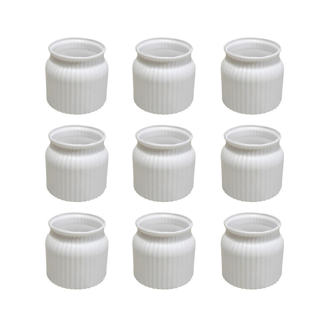 Set of 9 - 4 Inch White Marshmallow Hug Elvo Plastic Vase