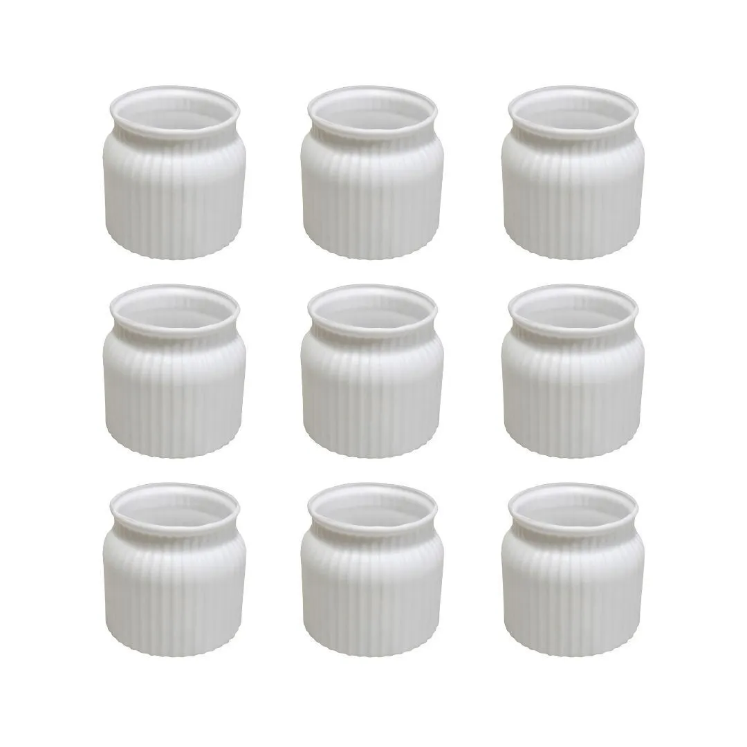Set of 9 - 4 Inch White Marshmallow Hug Elvo Plastic Vase
