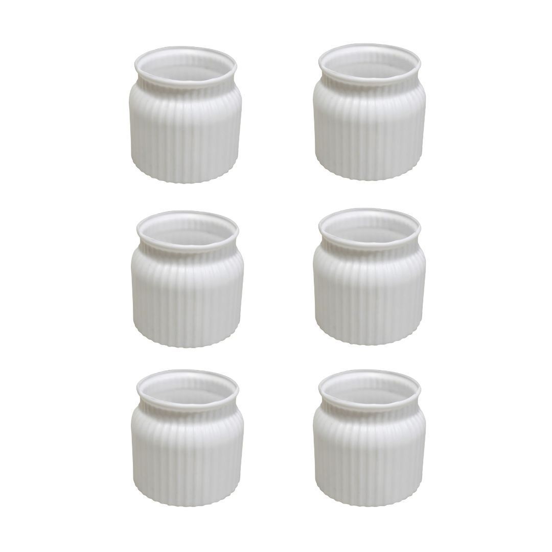 Set of 6 - 4 Inch White Marshmallow Hug Elvo Plastic Vase