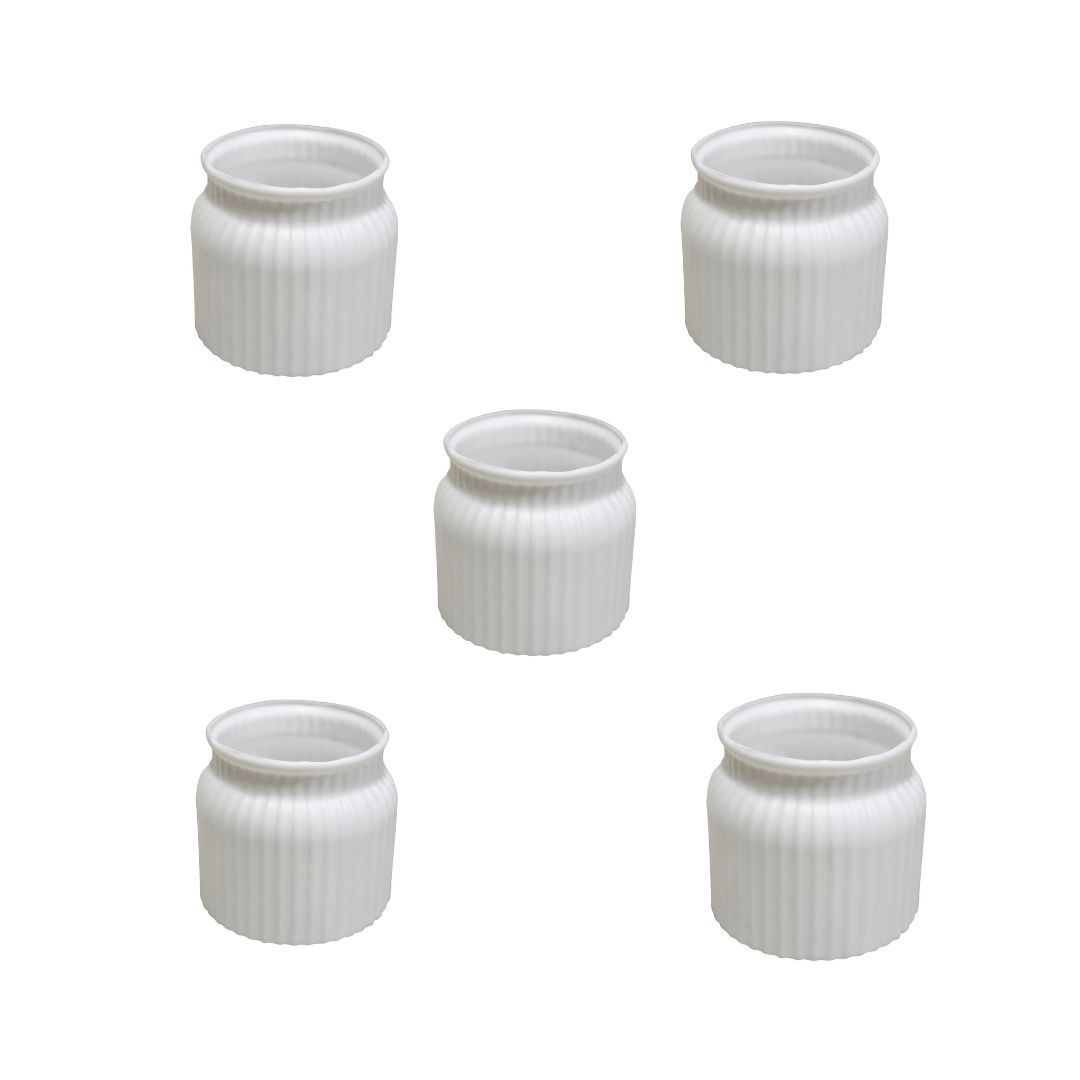 Set of 5 - 4 Inch White Marshmallow Hug Elvo Plastic Vase