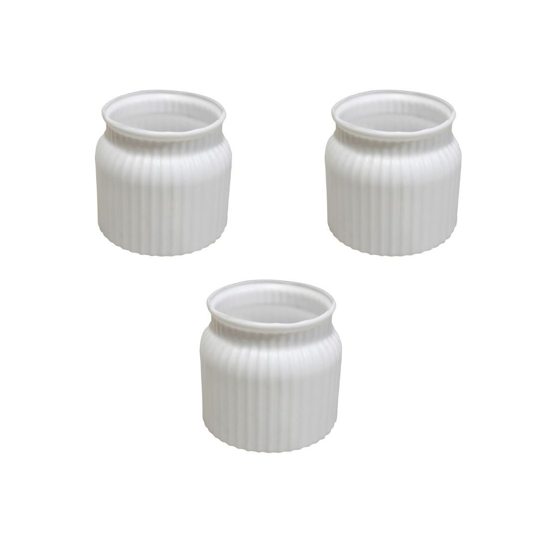 Set of 3 - 4 Inch White Marshmallow Hug Elvo Plastic Vase