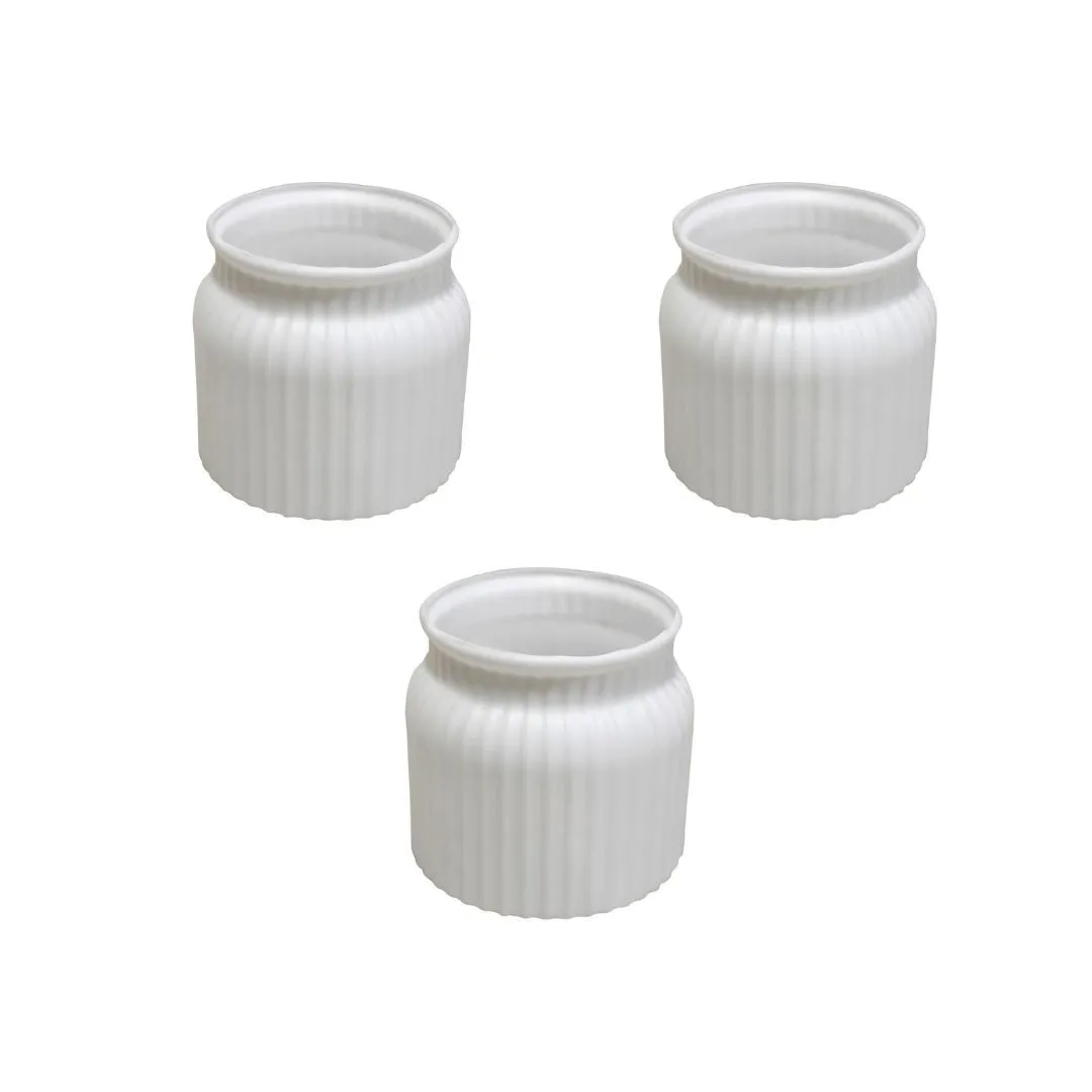 Set of 3 - 4 Inch White Marshmallow Hug Elvo Plastic Vase