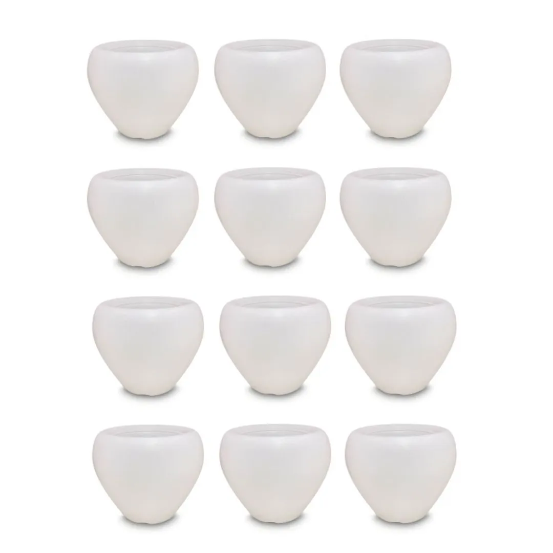 Set of 12 - 4 Inch White Apple Plastic Pot