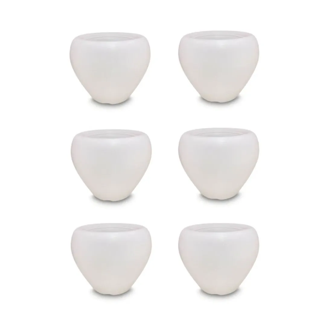 Set of 6 - 4 Inch White Apple Plastic Pot