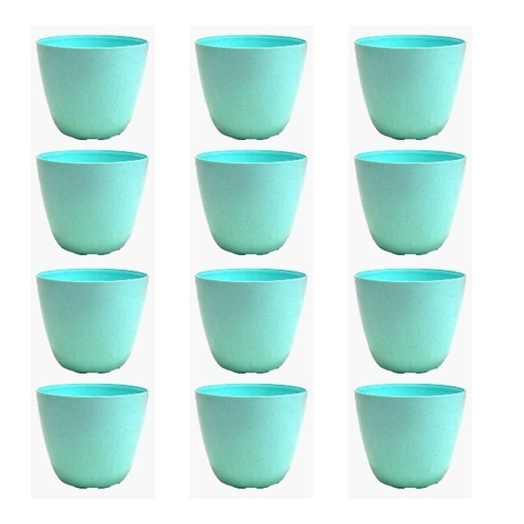 Set of 12 - 4 Inch Blue Marble Premium Orchid Round Plastic Pot