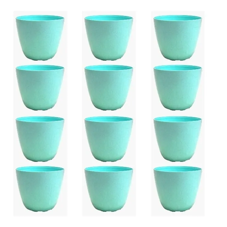 Set of 12 - 4 Inch Blue Marble Premium Orchid Round Plastic Pot