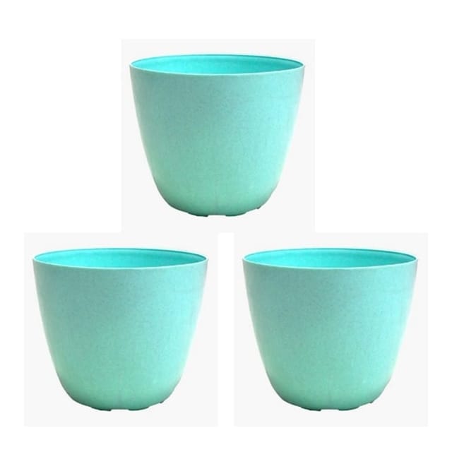 Set of 3 - 4 Inch Blue Marble Premium Orchid Round Plastic Pot