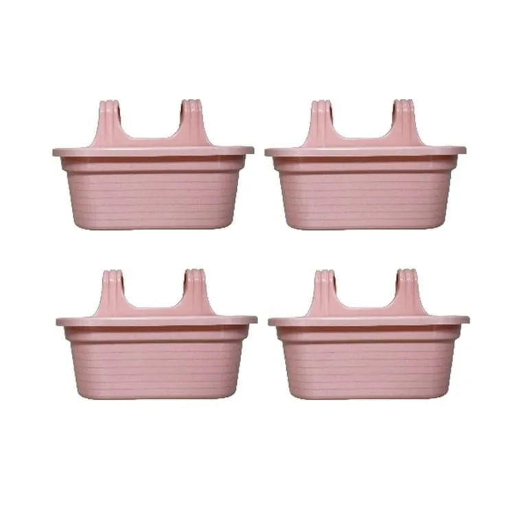 Set of 4 - 14 X 10 Inch Pink Marble Double Hook Hanging Plastic Pot