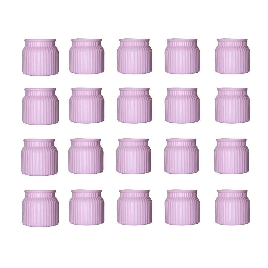 Set of 20 - 4 Inch Purple Lilac Puff Tesla Elvo Plastic Vase