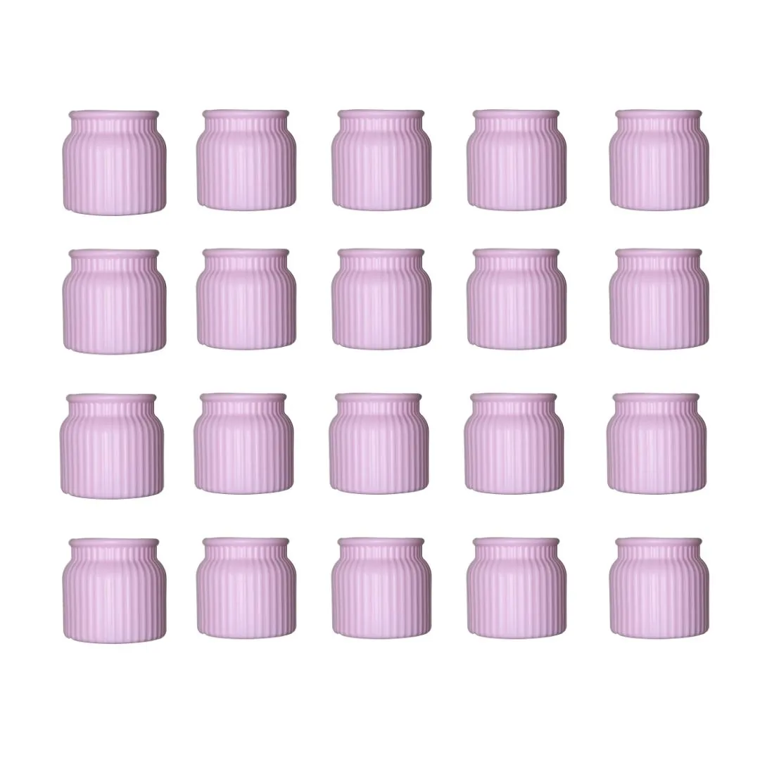 Set of 20 - 4 Inch Purple Lilac Puff Tesla Elvo Plastic Vase